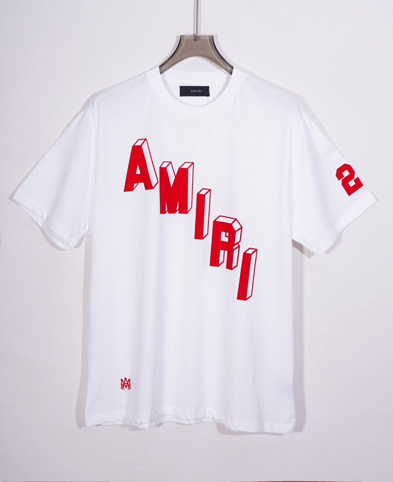 Amiri Logo Flocked Felt Trimmed Cotton Jersey White T Shirt (5) - www.newkick.org